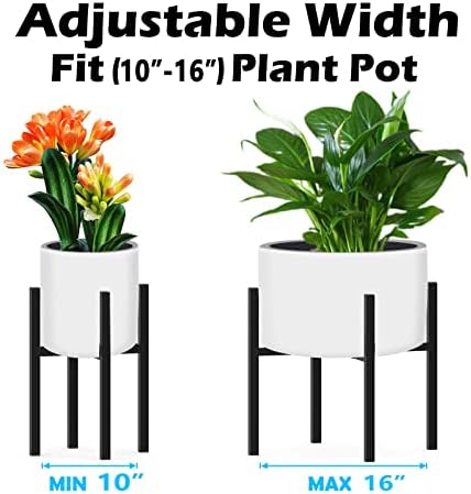 Plant Stand for 10"-16" Plant Pot Indoor Outdoor Corner, Adjustable Metal Heavy Duty for Large Pot (Black 1 Pack) - Image 2