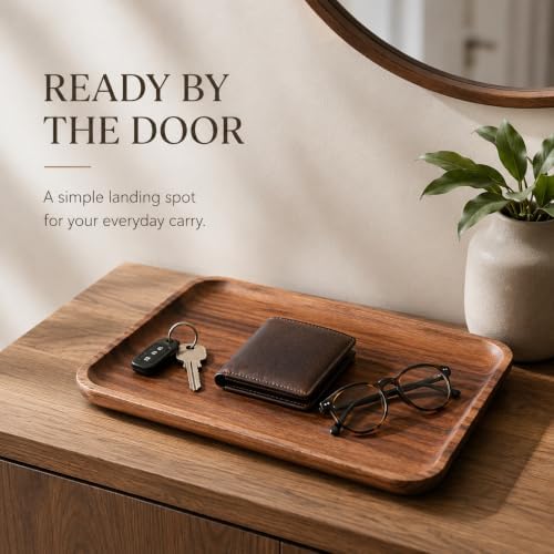 Walnut Valet Tray, Wooden Catchall Tray for Coffee Table & Keys - Image 7