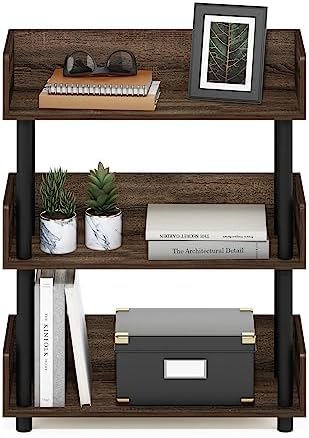 Furinno TURN-N-TUBE Display Shelf, 3-Tier Storage Shelves with Side Panels, Open Shelves Book Shelf with Rounded Corner Top Edges, for Organization and Storage, Living Room, Home Office, Walnut - Image 5
