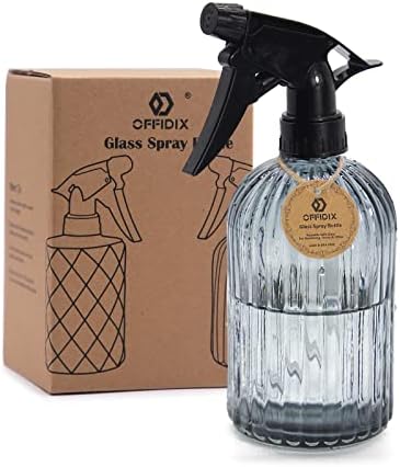 OFFIDIX Glass Spray Bottle, Garden Plants Indoor Plant Mister with Adjustable Nozzle, 0.4L/13.5oz Pressure Watering Can Handheld Spray Bottle for Outdoor Indoor Plants and Cleaning Work (Gray) by Offidix