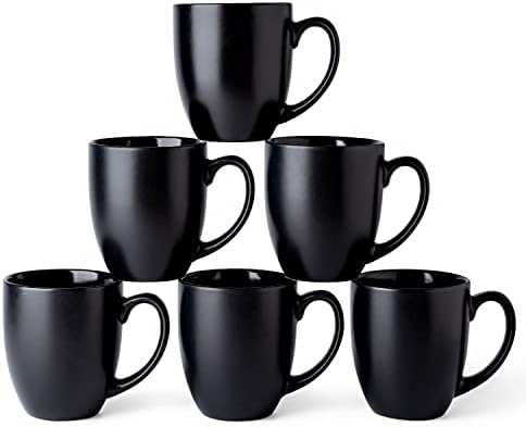 AmorArc 12 oz Coffee Mugs Set of 6, Ceramic Matte Black Coffee Cups Set by AmorArc