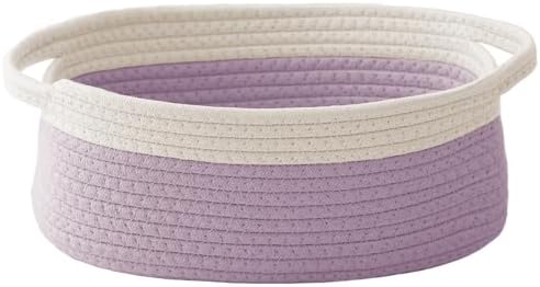 JMvicyroam Small Woven Basket, Empty Gift Basket, White&Purple/1 Pack by JMvicyroam