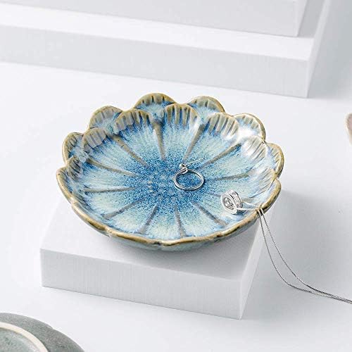Mecaikru Ceramic Ring Dish, Flower Jewelry Tray with Kiln Glaze Finish - Image 7