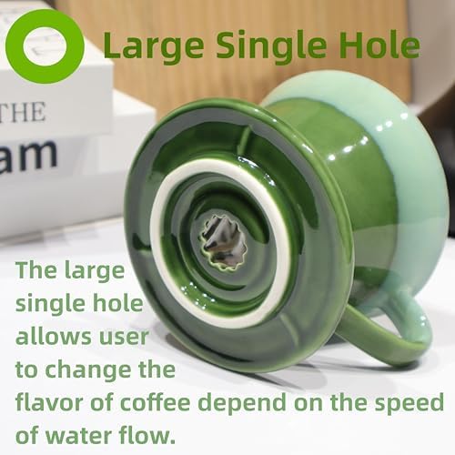 Ceramic Pour Over Coffee Dripper with 50 pcs coffee filters - Portable Drip Coffee Brewer for Travel, Camping, Office or Home - Artisanal Pottery Gift for Enthusiasts - Image 6
