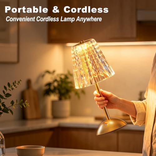 FLY2SKY Crystal Table Lamp, Rechargeable Lamp with 3 Color Temperatures - Image 2
