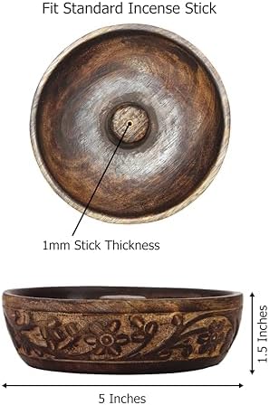 COTTON CRAFT Hand Carved Wood Incense Burner Holder - 2 Pack - Natural - Image 4