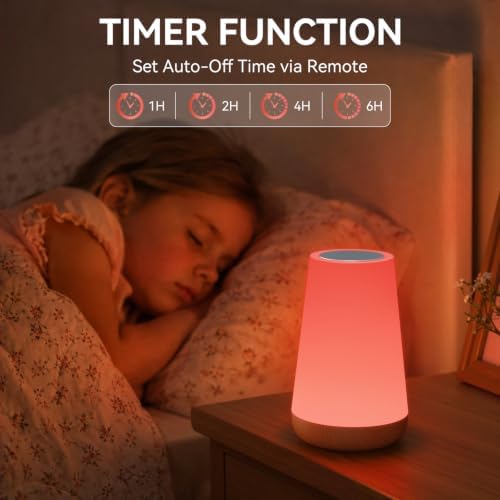 Auxmir Rechargeable Night Light, Touch Table Lamp with Remote, Light Brown - Image 6