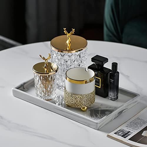 White Marble Tray Decorative Ceramic Rectangle Bathroom Tray Serving Tray - Image 3