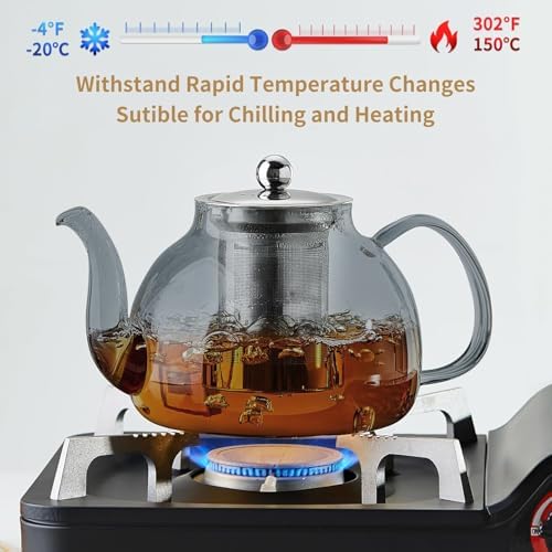DOPUDO Glass Teapot with Infuser, 40 oz Borosilicate Tea Kettle - Image 6