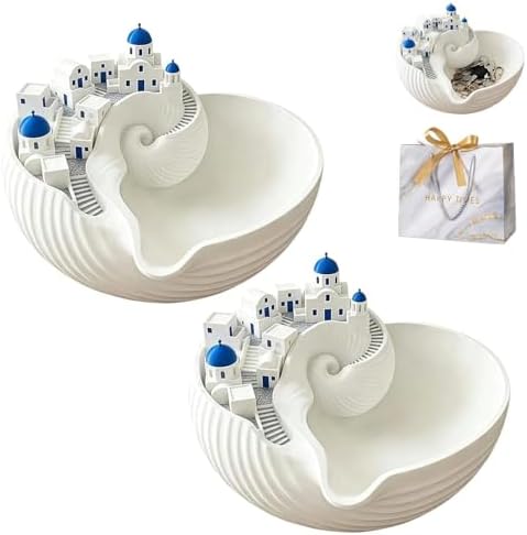 Catchall Bowl Santorin, Shell Tray, Dish Greek Island Holder Organizer, Decorative Key Holder Bowl, for Keys Coins & Jewelry, for Entryway Table Dresser, 3D Printed Practical Gift (2 pcs) by Unknown