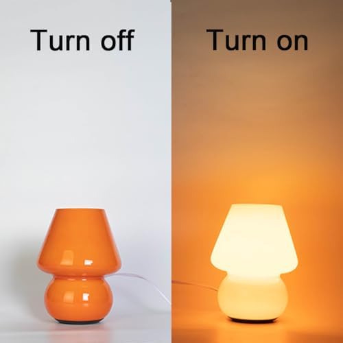 HEQET Dimmable Mushroom Table Lamp Orange Warm Lamp,Retro Accent Cute Cozy Ambient Desk Lamp, Bedroom Decor Aesthetic Lamp Nightstand Decor,Unique Home Decor - Image 2