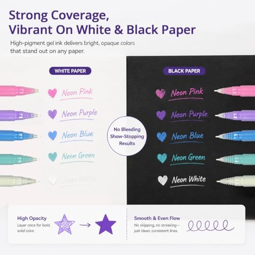 Acrylic Gel Pens for Coloring, 10 Colors Gel Pens with A5 Sketchbook - Image 6