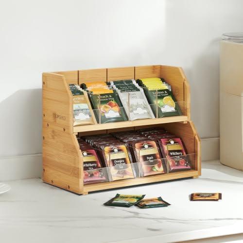 TIOPGHAD 3-Layer Stackable Bamboo Tea Bag Organizer Storage Holder, Natural - Image 3
