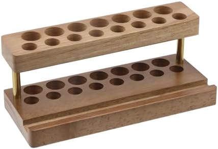 Crapyt Wooden Pen Display Stand with 15 Slots and Cell Phone Stand by Crapyt