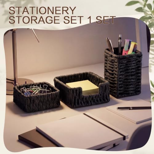 Black Paper Rope Woven Desk Organizer Set of 3 - Image 3