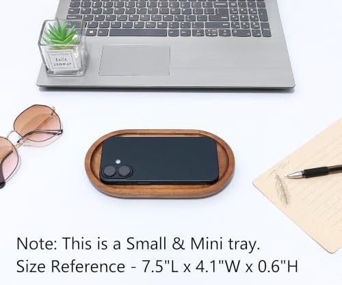 Small Wooden Tray (7.5 x 4.1 inch), Oval Mini Serving Tray - Image 2