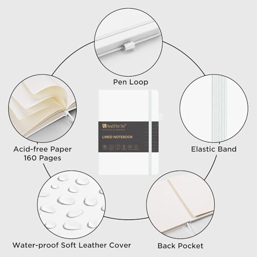 &And Per Se Lined Journal Notebook, 160 Pages, A5 5.7 x 8 inches College Ruled Thick Paper Notebook Journals for Writing, Hardcover Notebooks for Women Men Office School (1 Pack, White) - Image 4