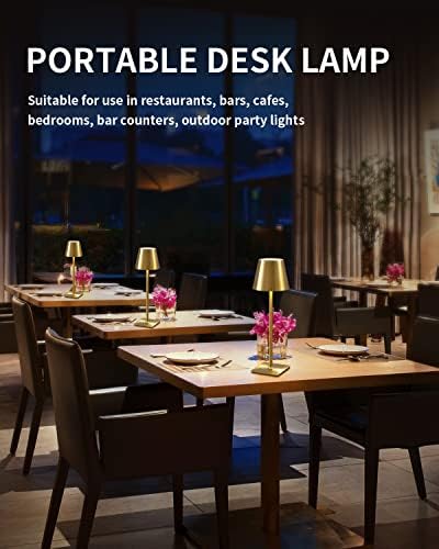 KDG 2 Pack Cordless Gold Table Lamps, Rechargeable Portable LED Desk Lamps - Image 3