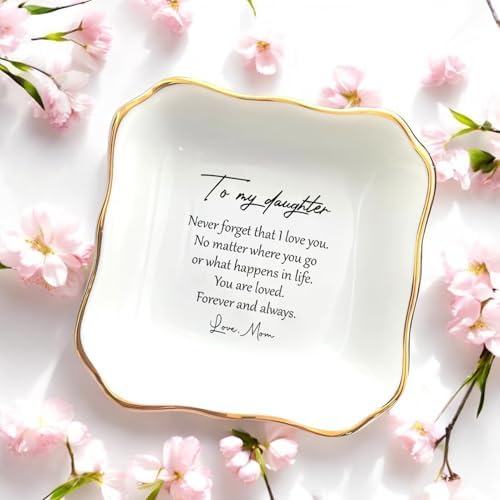 Square Ring Dish White Ceramic Jewelry Dish, Trinket Tray For Girl Bride From Mom, Birthday, Wedding Present, Mother and Daughter-In-Law Gift - Image 3