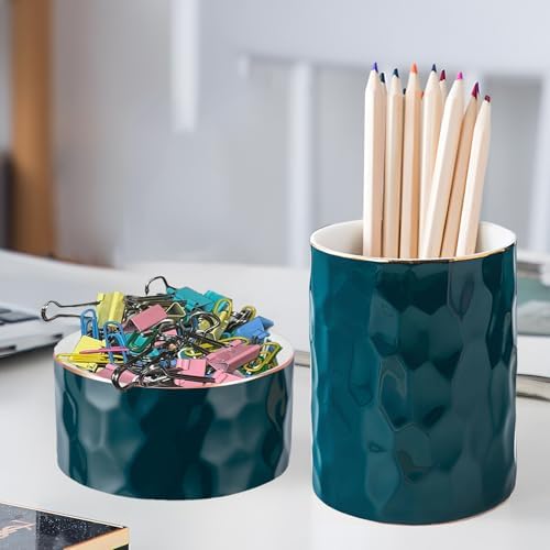 Concrete Desk Accessories Set, Pen Holder and Paperclip Holder for Office - Image 5