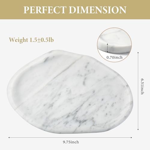 Koville Luxurious Natural Marble Vanity Tray for Home Decor, Cloud Shape Serving Stone Key Tray, 10" x 7" Marble Storage Trays for Bathroom, Stone Plate for Perfume, Candle and Jewelry（Bianco Carrara） - Image 2