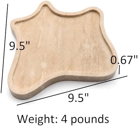Natural Yellow Travertine Stone Tray Irregular Shape Decorative Organizer for Bathroom Vanity, Kitchen Countertop & Coffee Table | Unique Textured Display for Perfume, Candles, Jewelry（Small） - Image 2