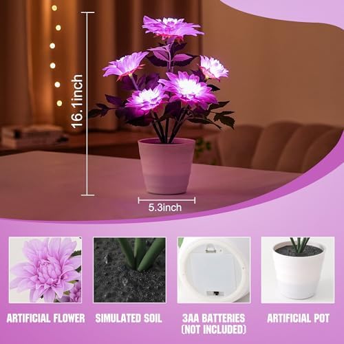 Artificial Sunflower Flower Lamp, Anniversary Christmas Birthday Gifts for for Women Mom Granddaughter Girlfriend Friend Wife, Dimensions Night Light Decor for Bedroom Bar Coffee Shop - Image 2