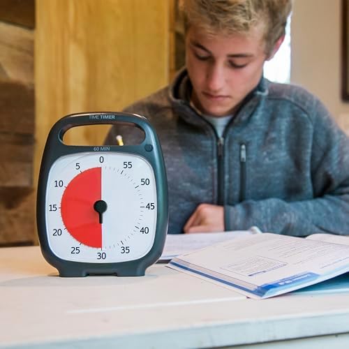 TIME TIMER Plus 60 Minute Desk Visual Timer - Countdown Timer with Portable Handle for Classroom, Office, Homeschooling, Study Tool with Silent Operation (Charcoal) - Image 2