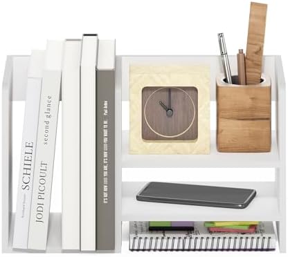 Furinno HERMITE Desk Organizers, Office Organization with Accessories and Vertical File Holder, 3-Shelf Desktop Book Shelf, for Office Supplies, Desk Accessories, for Study Room, Dorm, White - Image 4