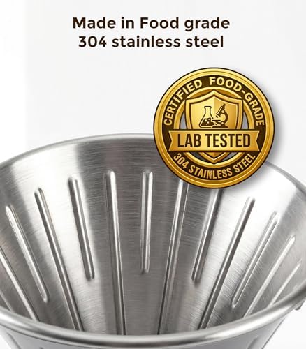 AGOGO Stainless Steel V60 Coffee Dripper & 50 Paper Filters, Cream - Image 5