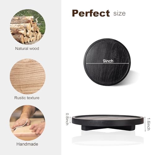 Round Decorative Tray Farmhouse Kitchen Decor Soap Dish, 9" Black - Image 2