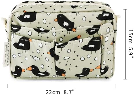 Multiple Pockets Portfolio Organizer with Zipper,Makeup Bag Pencil Pouch - Image 2