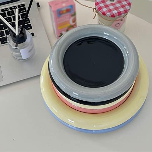 Ceramic Snack Dish Tray Round - Dessert Display Plate Cupcake Storage Tray Jewelry Trinket Tray Dish Desktop Tray Organizer for Home Office Decoration Pink/S - Image 4