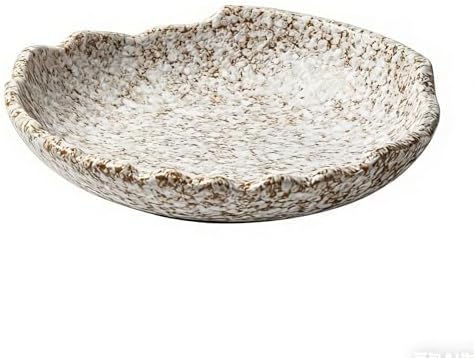 Stone Texture Irregular Rim Ceramic Bowl, 8.66 Inch Stoneware Centerpiece Bowl for Coffee Table Kitchen Island Entryway, Textured Fruit Bowl Candy Dish Trinket Tray for Home Decor Gift (Circular) by Unknown