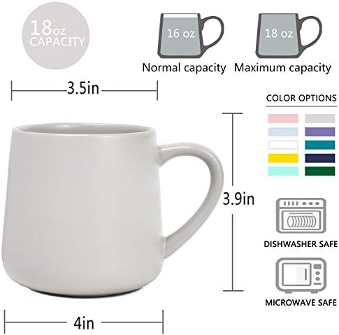 Bosmarlin Large Glossy Ceramic Coffee Mugs Set of 2, Tea Cup for Office and Home, 18 oz, Suitable for Dishwasher and Microwave(Gray, 2) - Image 3
