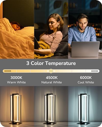 EDISHINE Modern LED Table Lamps, 750LM Dimmable Nightstand Lamp, Silver - Image 3