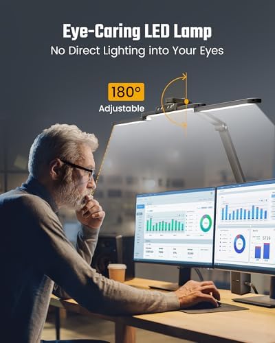 SUPERDANNY LED Desk Lamp with Power Strip (6 Outlets, 1 USB, 1 Type-C) for Home Office, Desk Light Computer Light with Clamp, Architect Desk Lamp with Smooth Dimming 5 Colors Touch & Wave Control - Image 3