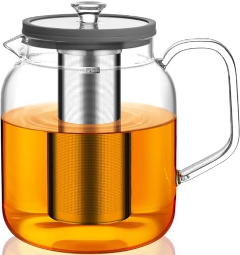 Aquach 68oz Glass Teapot Stovetop Safe with Loose Leaf Tea Steeper by Aquach