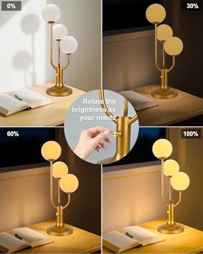Lightdot Gold Globe Table Lamp for Bedroom Gift G9 Bulbs Included Dimmable - Image 3