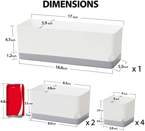 Self Watering Planters Pots for Indoor Plants, 7 Pack Plastic Planter Box Flower Pots for Indoor Outdoor Plants, Rectangle Herb Planter Window Boxes Planterswith Drainage, Light Gray Tray - Image 3