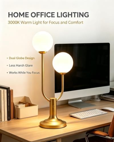 Lightdot Globe Gold Table Lamp for Bedroom Dimmable Gift G9 Bulbs Included - Image 6