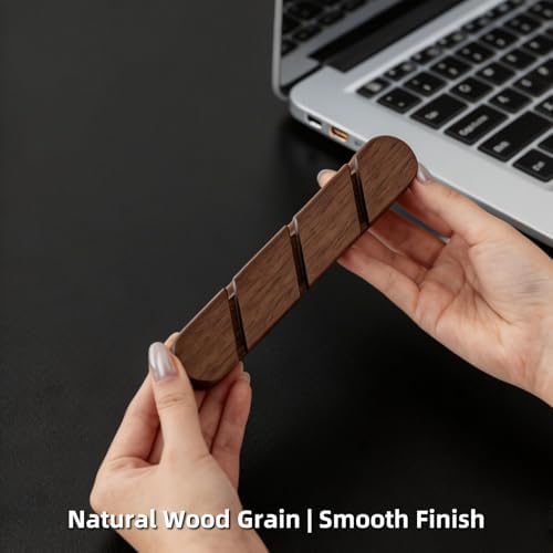 Black Walnut Wood Cable Organizer (3-Slot) Desk Cord Management - Image 6