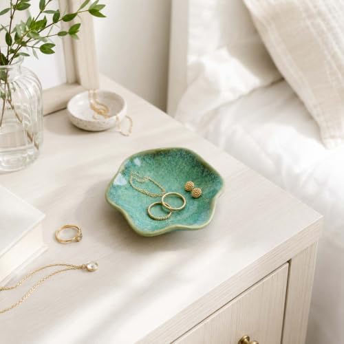 Green Ceramic Jewelry Dish Tray, Lotus Leaf Ring Holder Dish Tray - Image 7