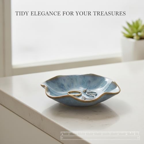 Small Ceramic Jewelry Tray for Rings and Earrings, Decorative Catchall Dish for Vanity, Nightstand, or Dresser Top - Image 3