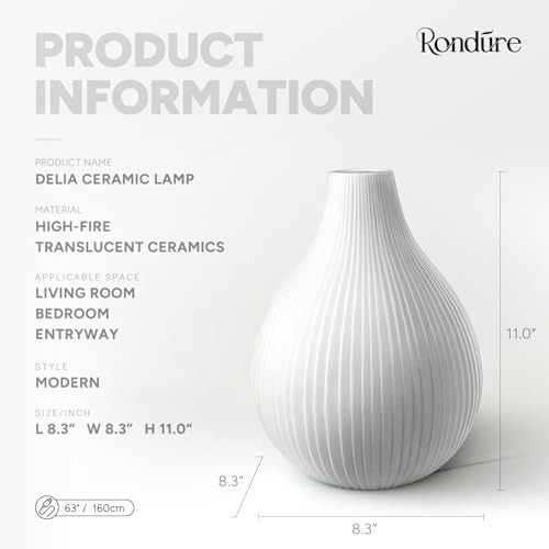 RONDURE Modern Ceramic Decorative Table Lamp Living Room Bedroom Bedside - Image 3
