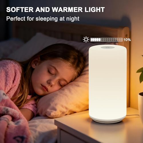Touch Bedside Table Lamp, [RGB Mode] 3 Way Dimmable Warm White Lights for Bedroom, Multi-Color Smart Nightstand Lamp Desktop LED Lamp for Living Room Home Gifts - Image 6