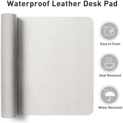 Aothia Leather Desk Pad Protector, Mouse Pad, Office Desk Mat, Non-Slip PU Leather Desk Blotter, Laptop Desk Pad, Waterproof Desk Writing Pad for Office and Home (36" x 17", Off-White) - Image 6