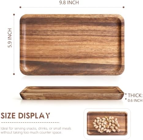Small Wooden Tray, Acacia, 9.8" x 5.9" - Image 4