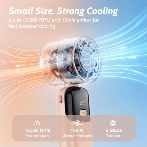 5000mAh Portable Handheld Fan, USB-C Rechargeable Mini Fan with 100 Speeds - Image 3