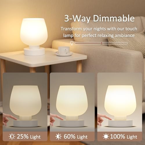 Seealle Small Touch Table Lamp for Nightstand, 3 Way Dimmable Bedside Lamp - Image 3